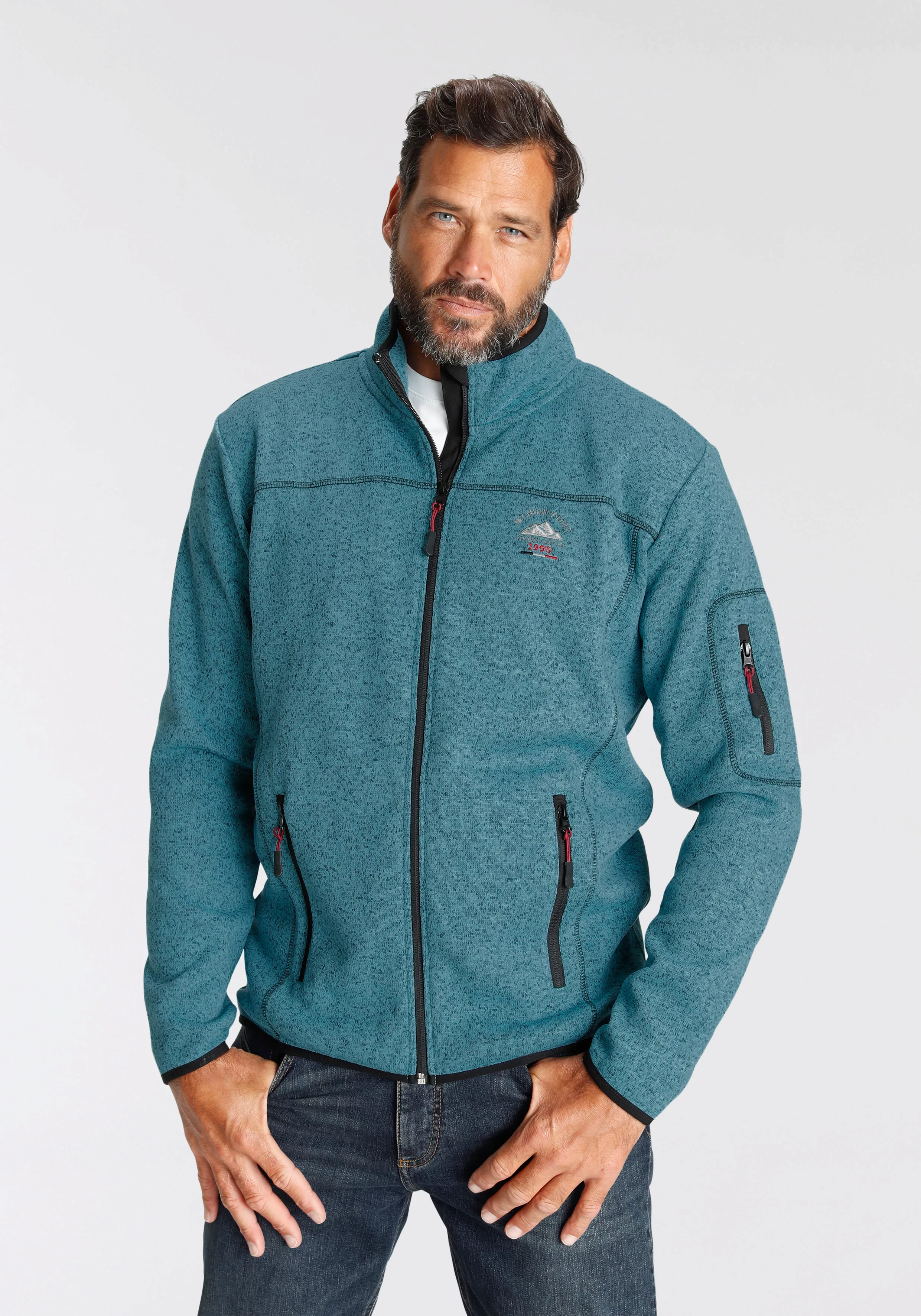 Mans World Strickfleecejacke, für den Herbst, mit Reißverschlusstaschen, mi günstig online kaufen