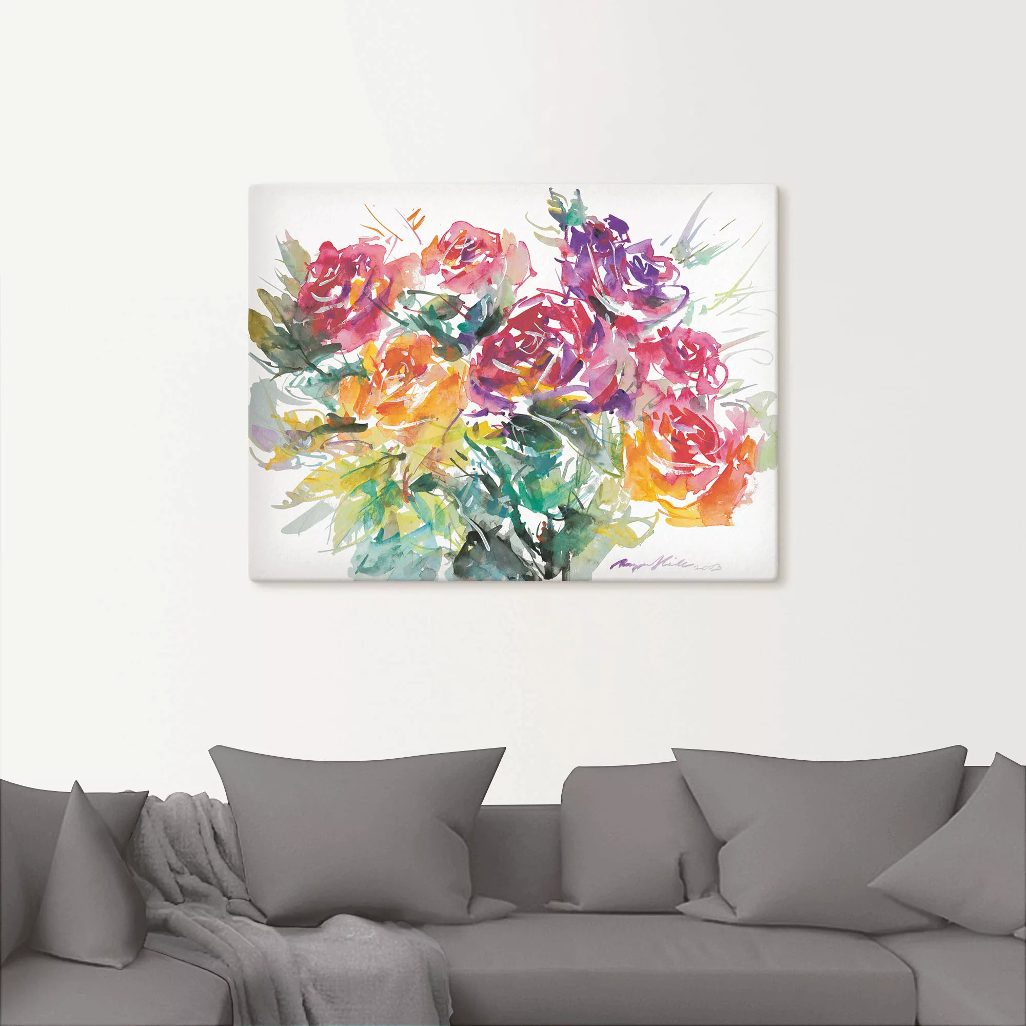 Artland Wandbild »Rosenstrauß«, Blumen, (1 St.), als Leinwandbild, Poster i günstig online kaufen