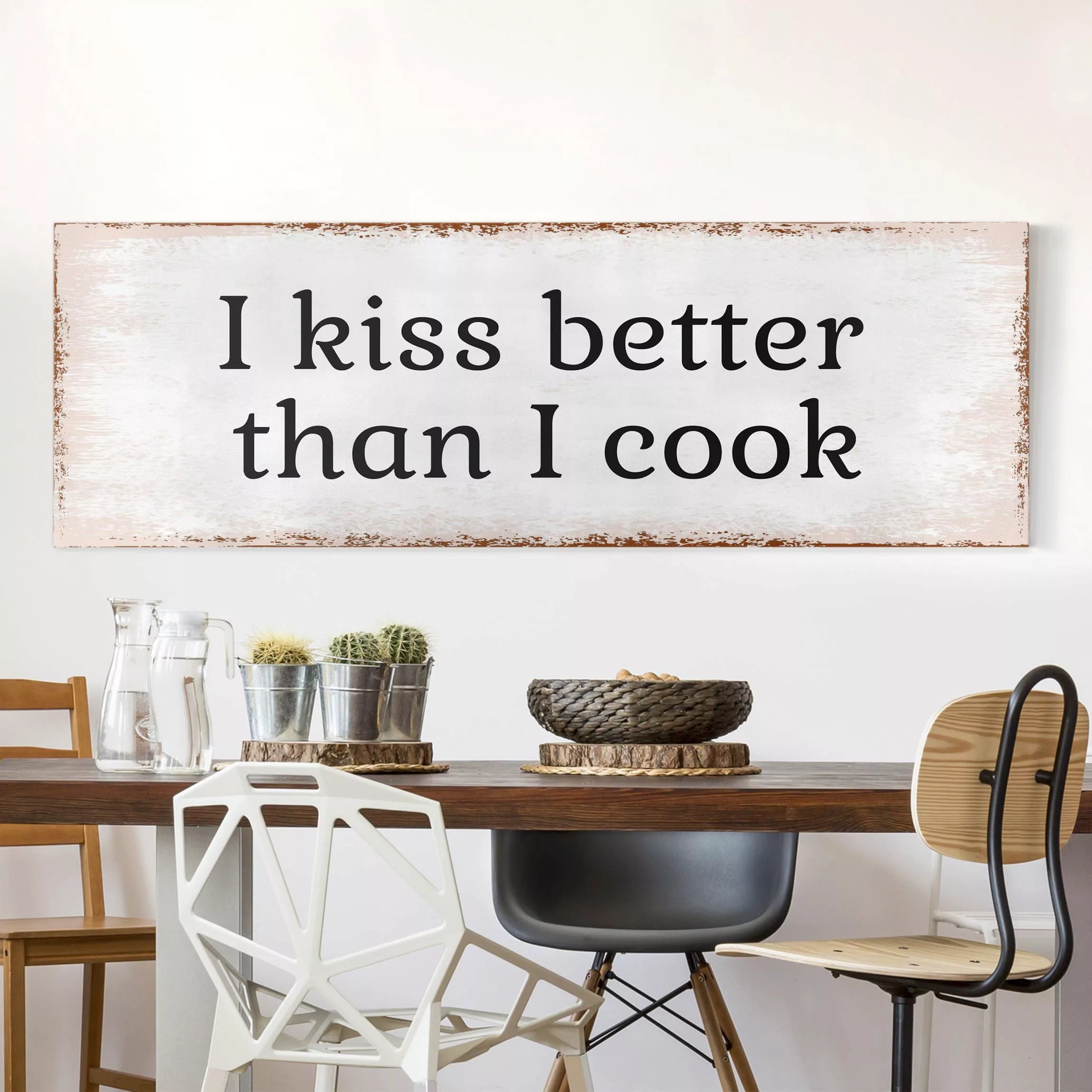 Leinwandbild Küchenspruch - Panorama I Kiss Better II günstig online kaufen