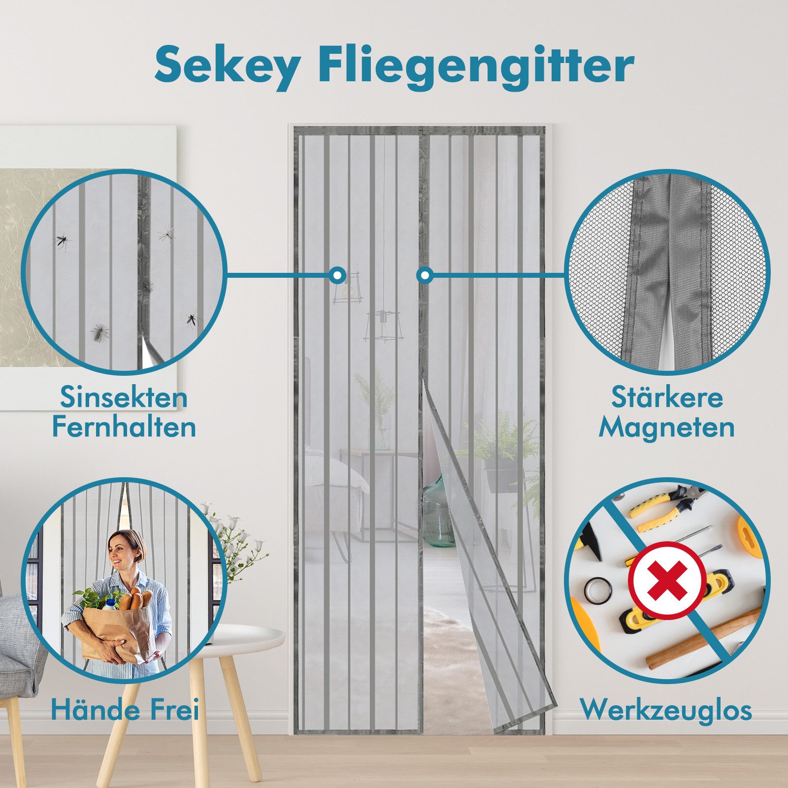 Sekey Insektenschutz-Tür Fliegengittertür magnetisch für Balkontür, günstig online kaufen