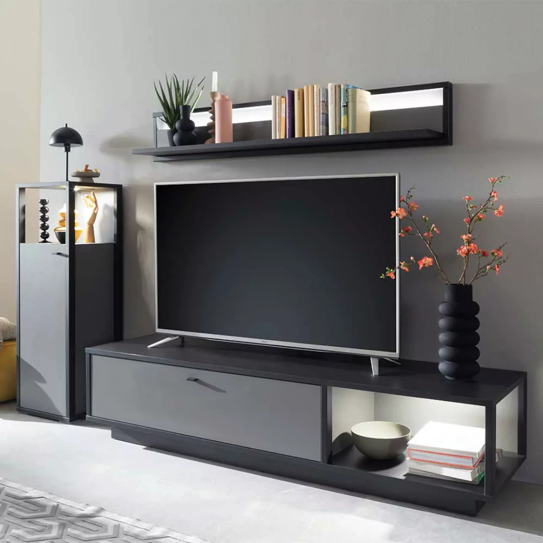 Wohnzimmeranbauwand mit TV Platz 50 cm tief (dreiteilig) günstig online kaufen