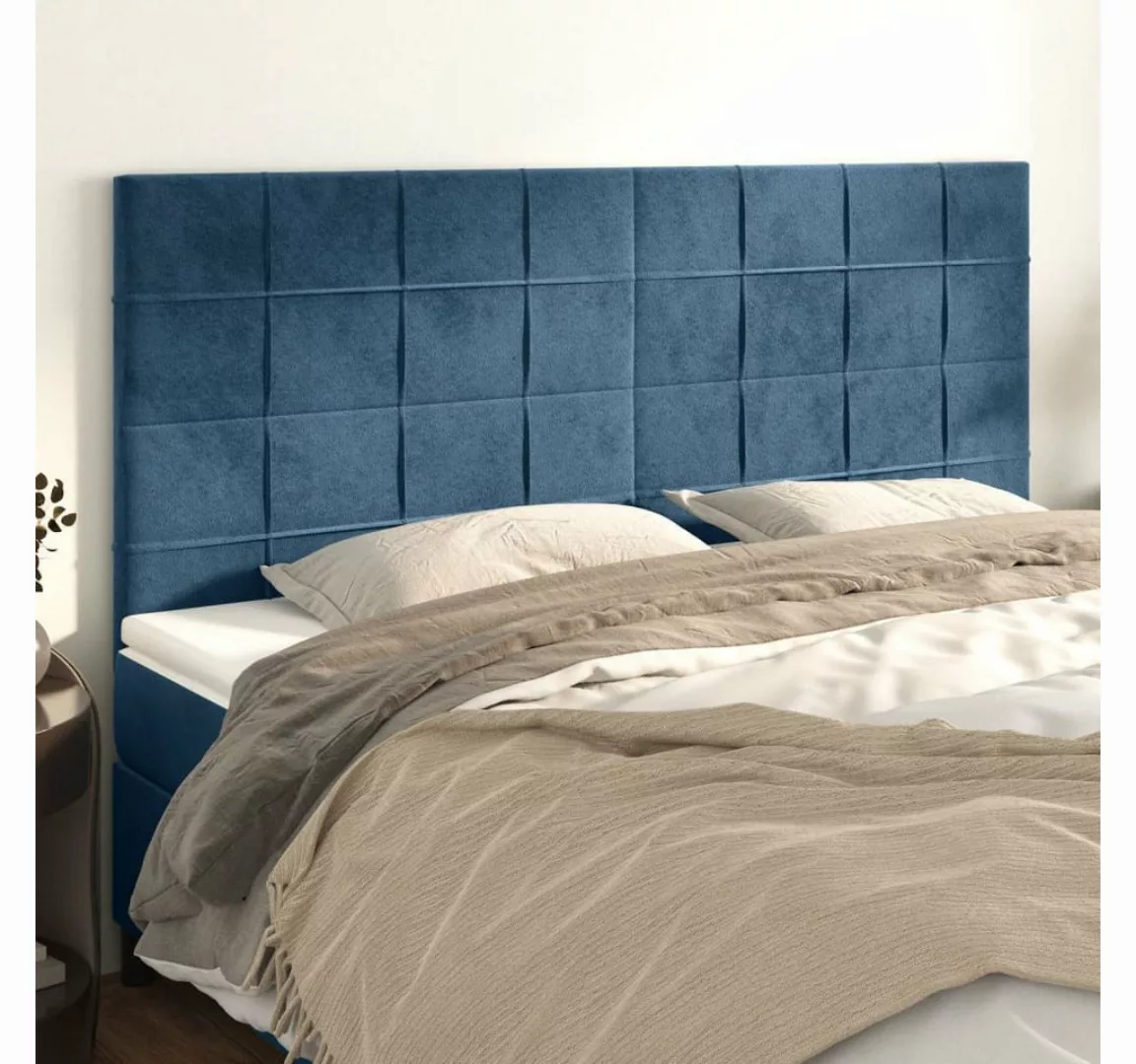 vidaXL Bett, Kopfteile 4 Stk. Dunkelblau 80x5x78/88 cm Samt günstig online kaufen