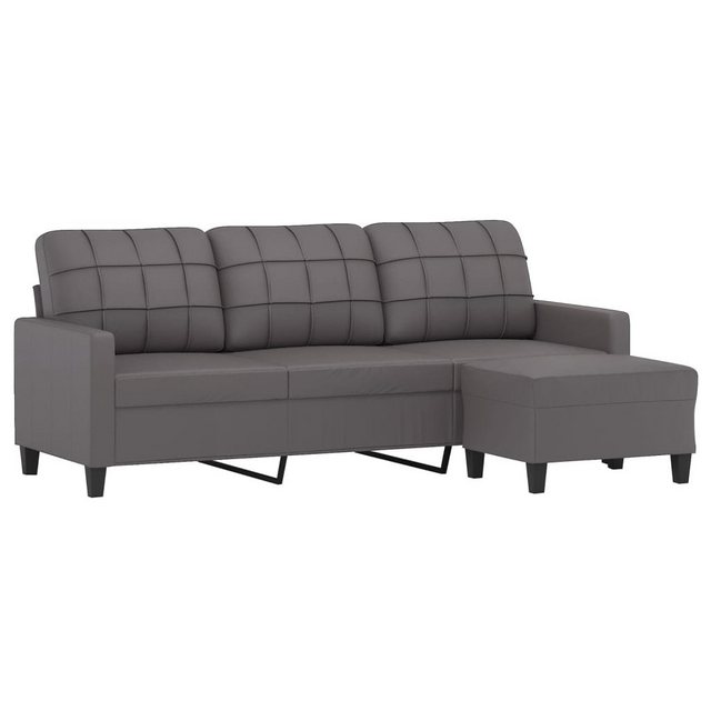 vidaXL Sofa 3-Sitzer-Sofa mit Hocker Grau 180 cm Kunstleder günstig online kaufen
