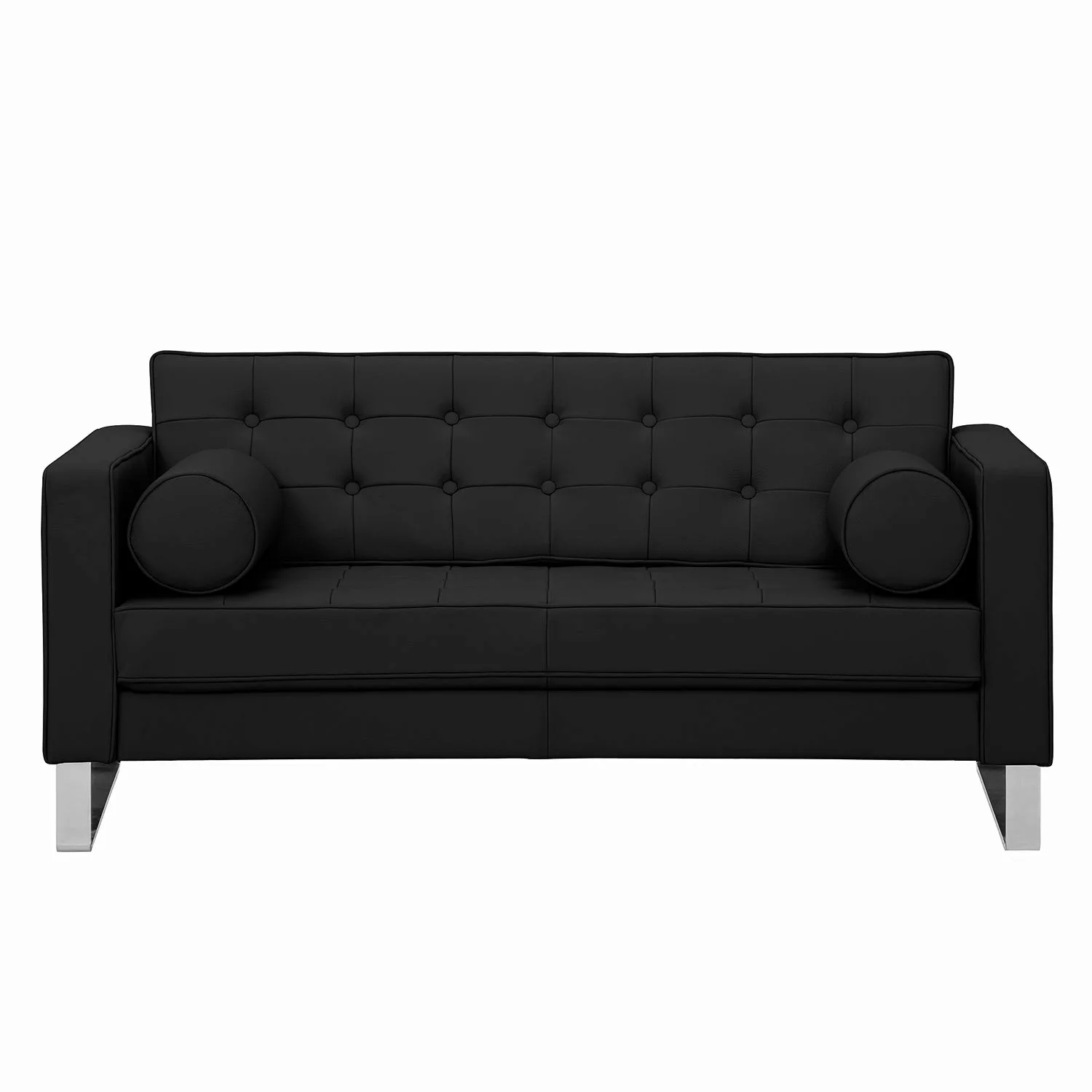 home24 Fredriks Sofa Chelsea 2-Sitzer Schwarz Echtleder 146x68x85 cm (BxHxT günstig online kaufen