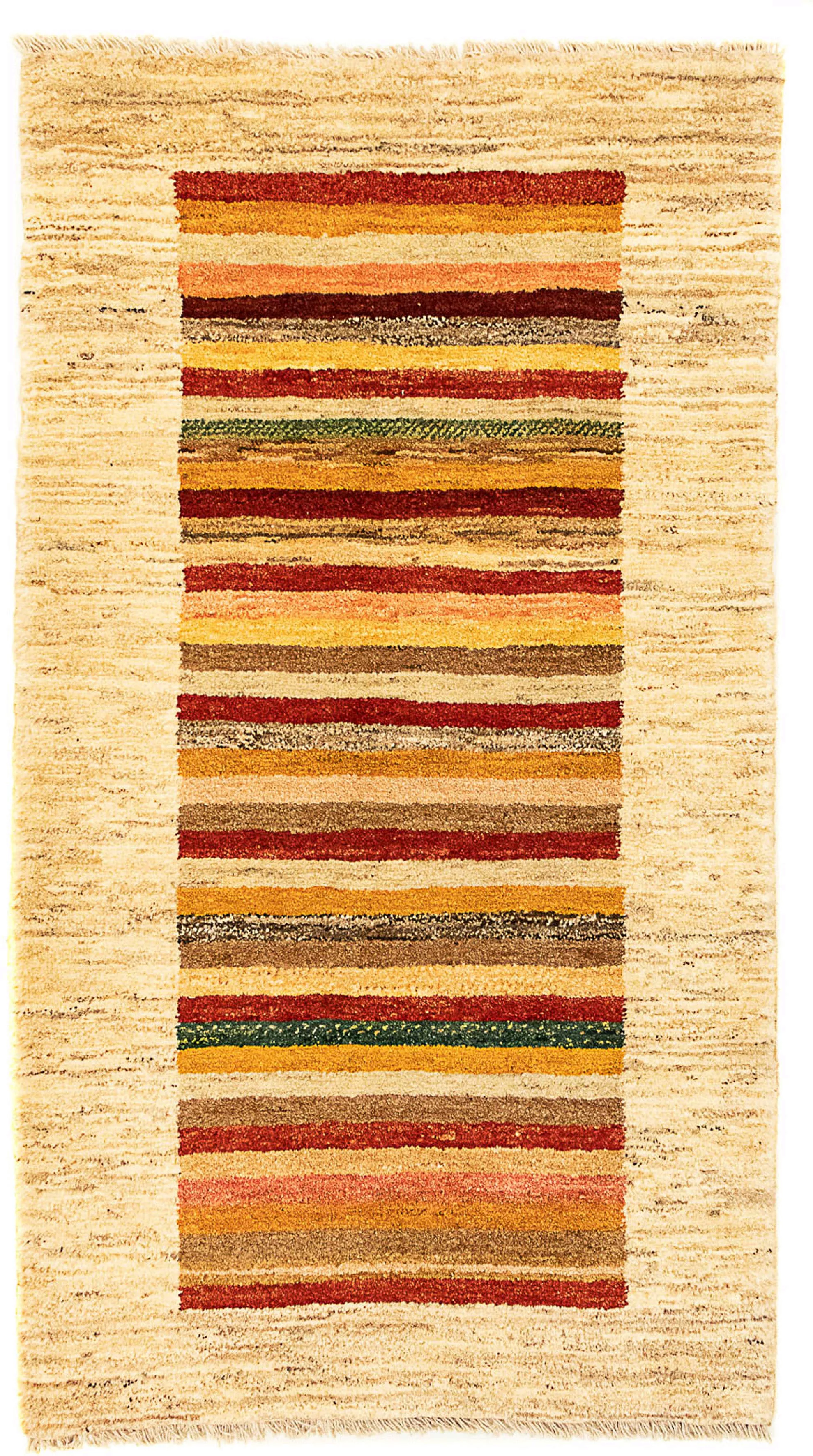 morgenland Wollteppich »Gabbeh - Perser - 137 x 74 cm - beige«, rechteckig, günstig online kaufen