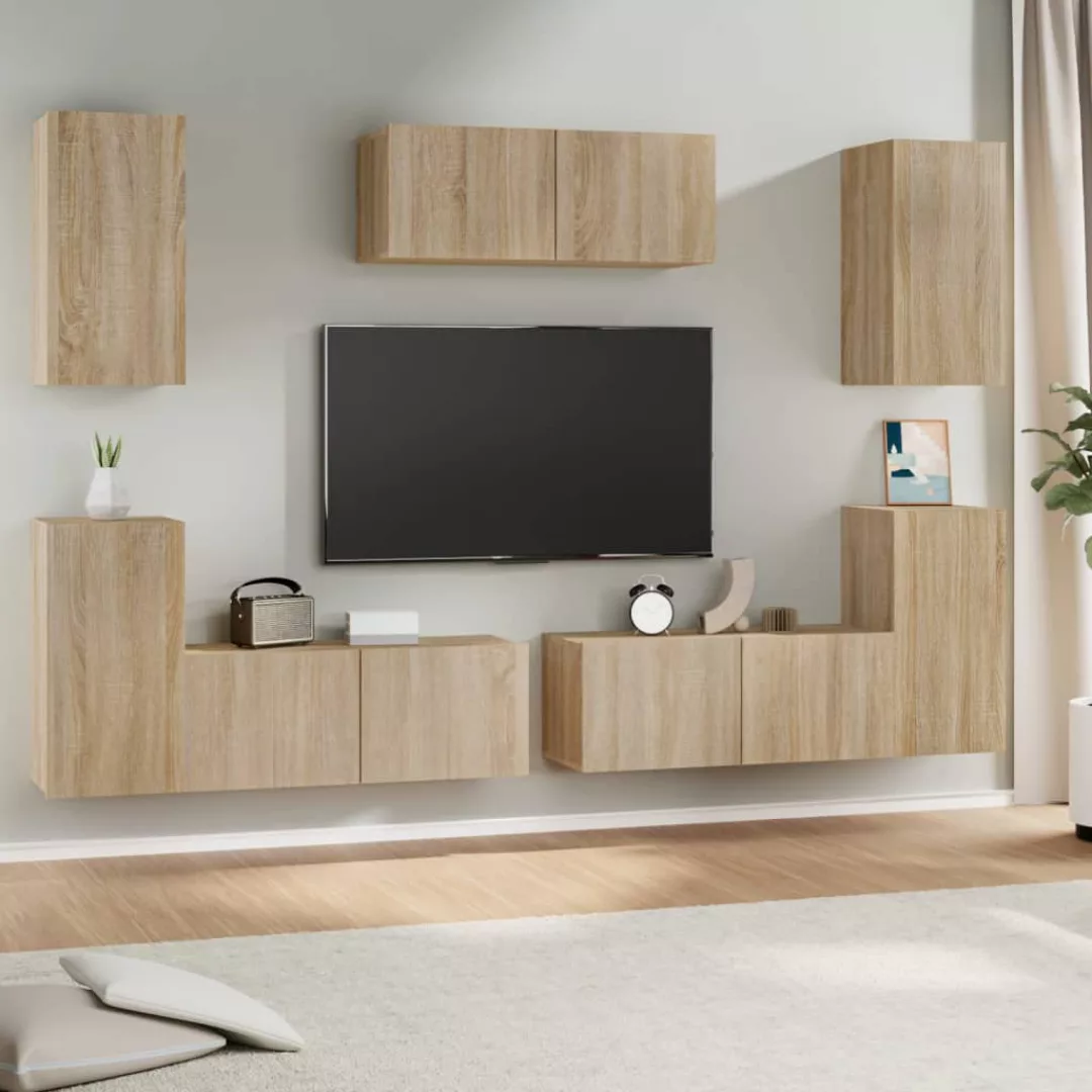 Vidaxl 7-tlg. Tv-schrank-set Sonoma-eiche Holzwerkstoff günstig online kaufen