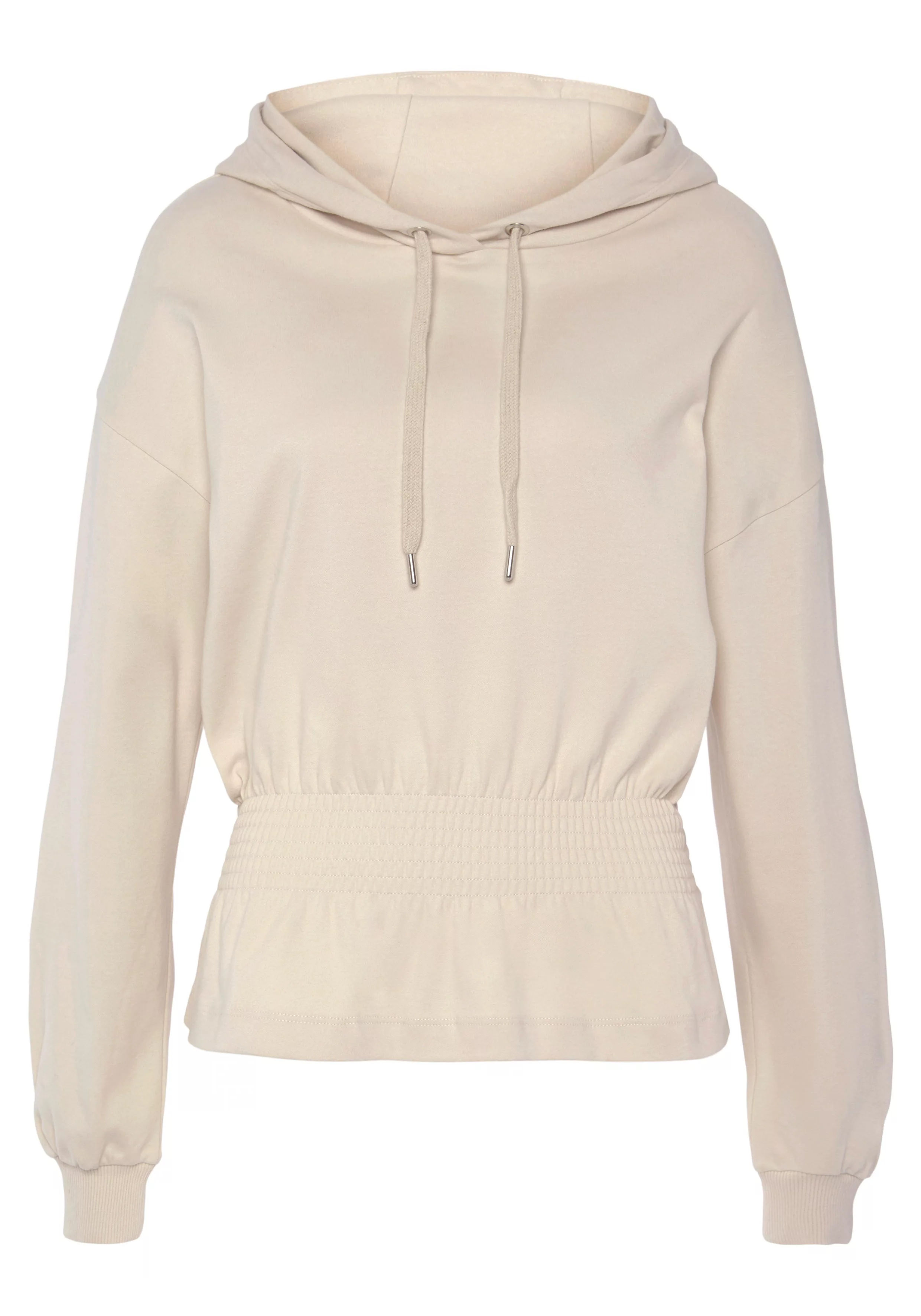 LASCANA Hoodie -Kapuzensweatshirt mit elastischer Raffung in der Taille, Lo günstig online kaufen