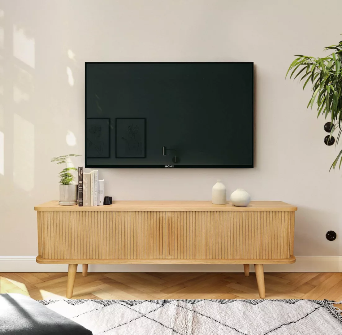 Woodman TV-Board "Rove", besonderes Design, in zwei Breiten, mit Eichenholz günstig online kaufen