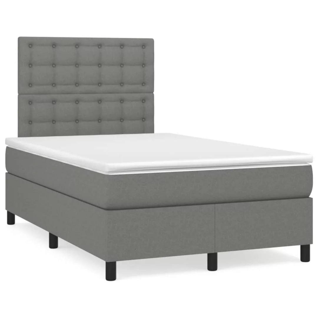 Vidaxl Boxspringbett Mit Matratze Dunkelgrau 120x200 Cm Stoff günstig online kaufen