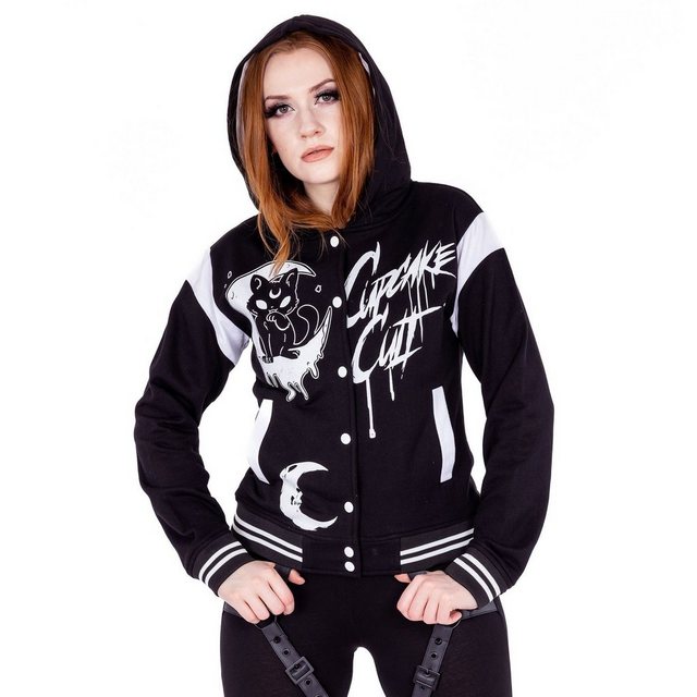 Cupcake Cult Collegejacke Midnight Kitty Sweatjacke Gothic Okkult Katze Moo günstig online kaufen