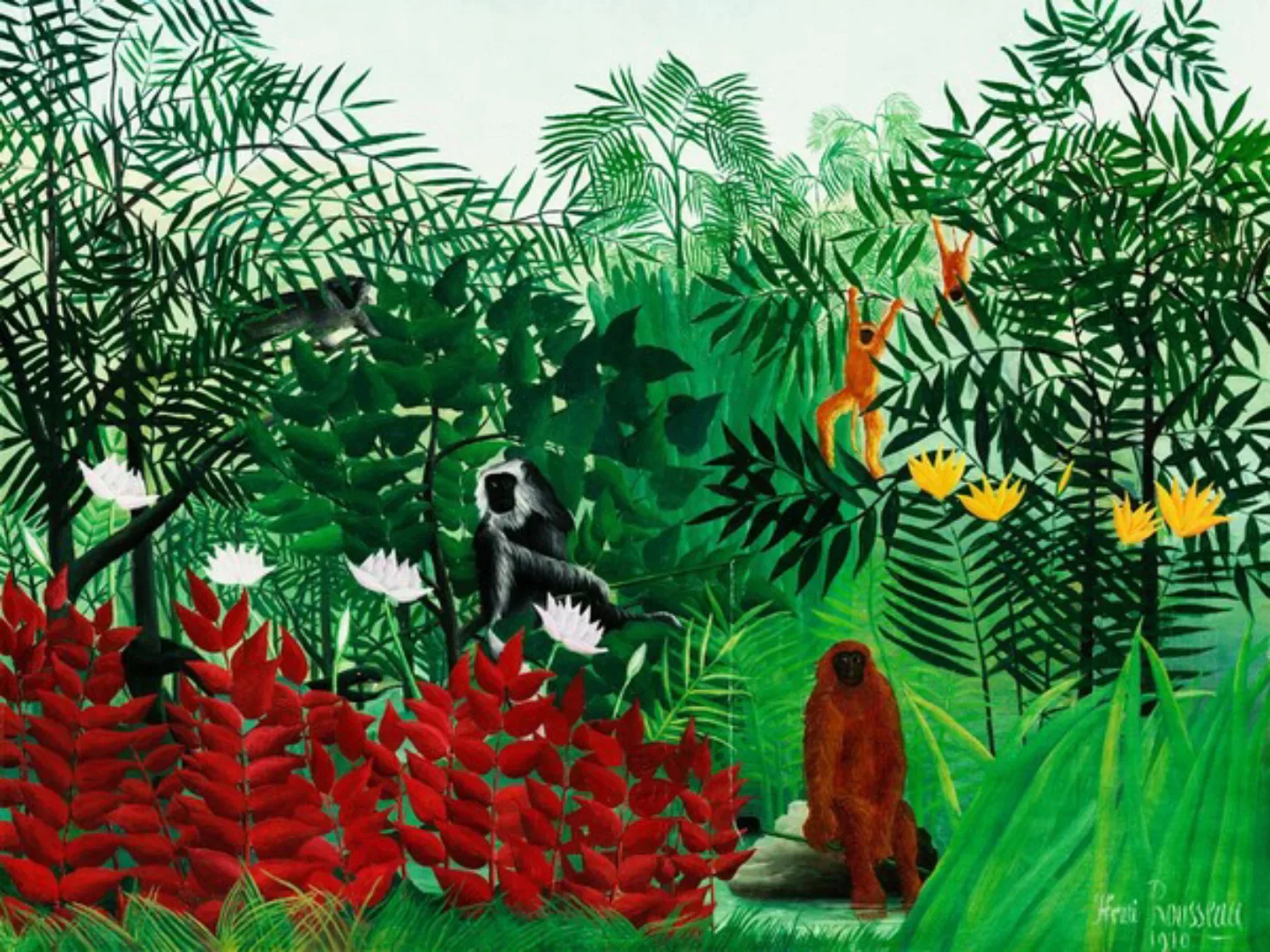 Poster / Leinwandbild - Tropenwald Mit Affen Von Henri Rousseau günstig online kaufen