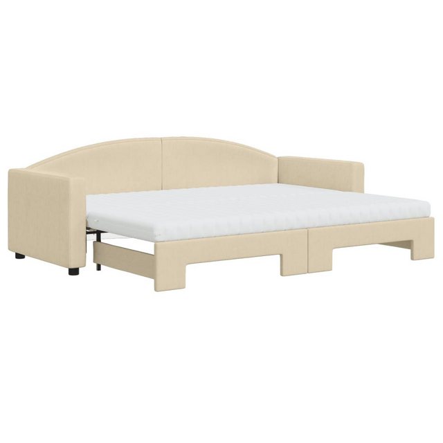 vidaXL Bett Tagesbett Ausziehbar mit Matratzen Creme 80x200 cm Stoff günstig online kaufen