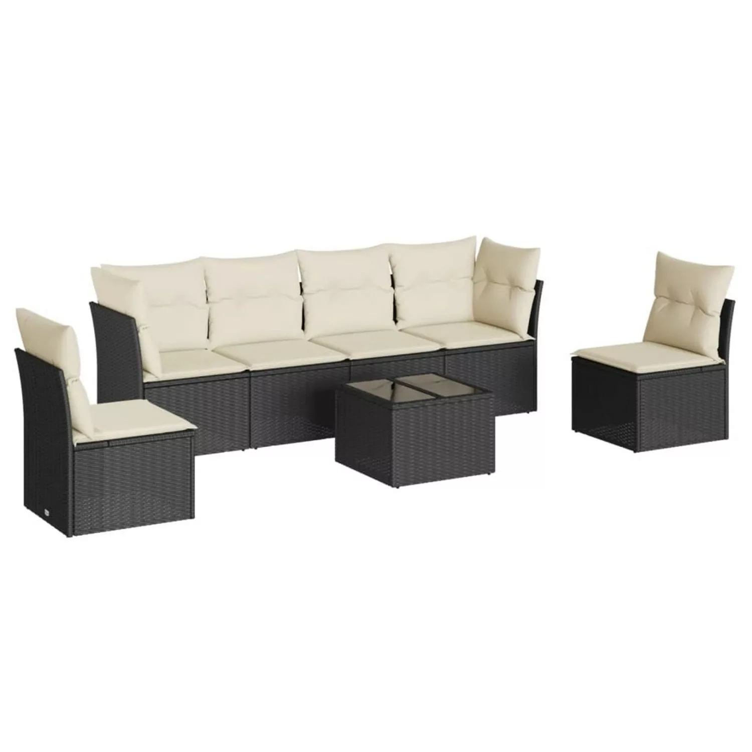 vidaXL 7-tlg Garten-Sofagarnitur mit Kissen Schwarz Poly Rattan Modell 30 günstig online kaufen