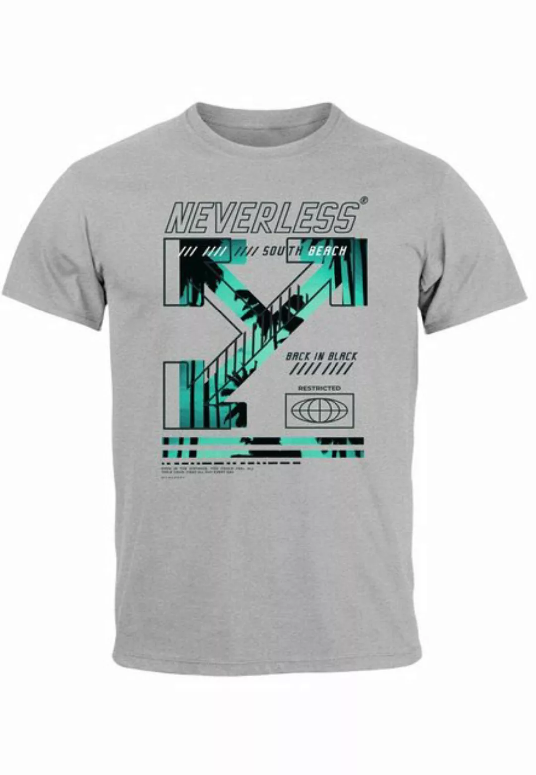 Neverless Print-Shirt Herren T-Shirt Text Print Aufdruck South Beach Techwe günstig online kaufen