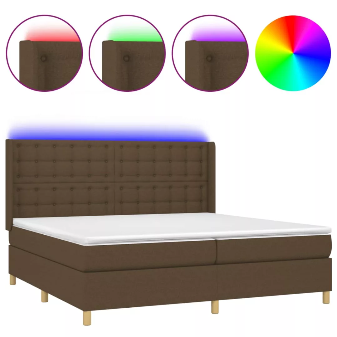 Vidaxl Boxspringbett Mit Matratze & Led Dunkelbraun 200x200 Cm Stoff günstig online kaufen