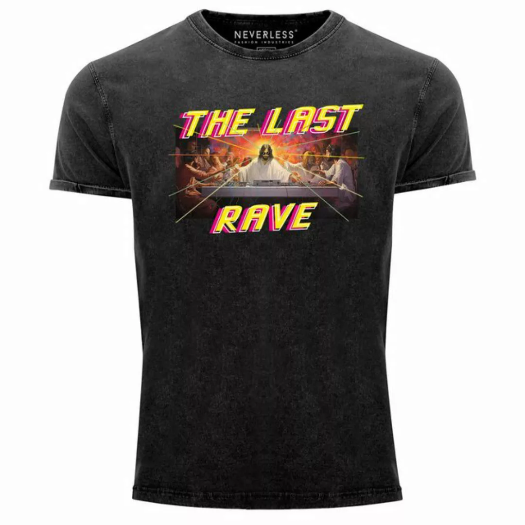 Neverless Print-Shirt Herren Vintage Techno The Last Rave Parodie Das letzt günstig online kaufen