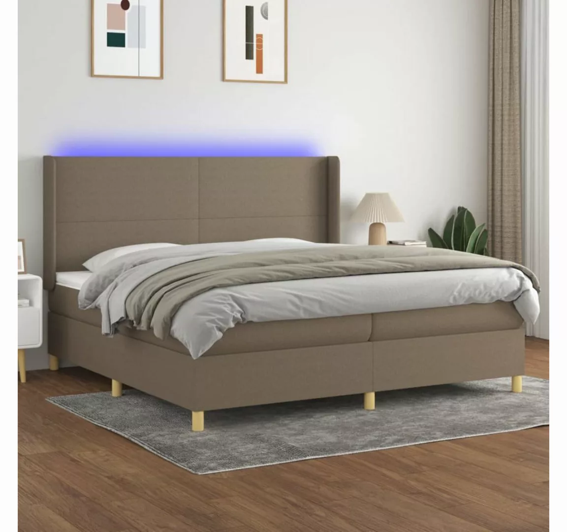 vidaXL Boxspringbett Boxspringbett mit Matratze LED Taupe 200x200 cm Stoff günstig online kaufen