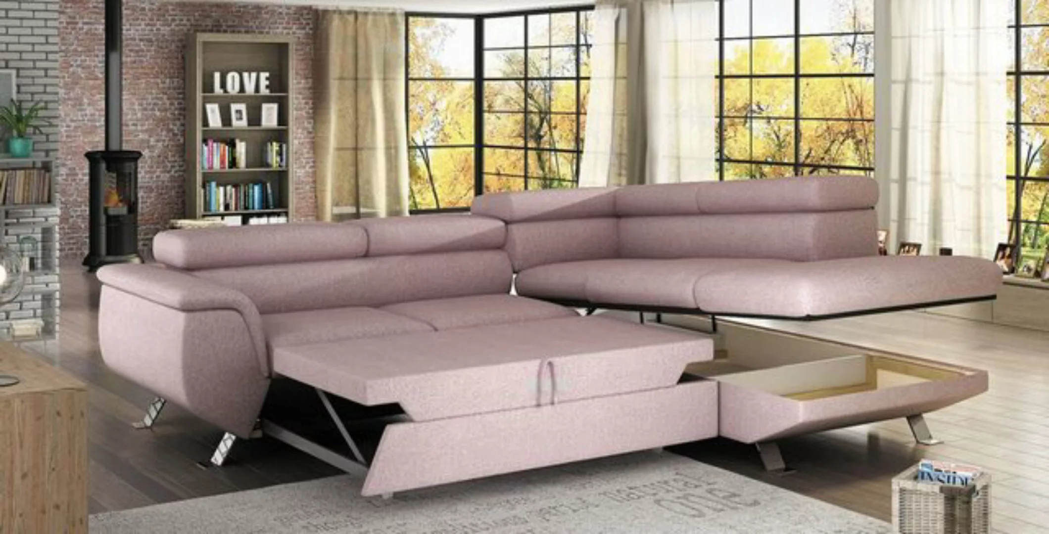 JVmoebel Ecksofa, Designer Sofa Couch Ecksofa Polster Textil Design Wohnlan günstig online kaufen