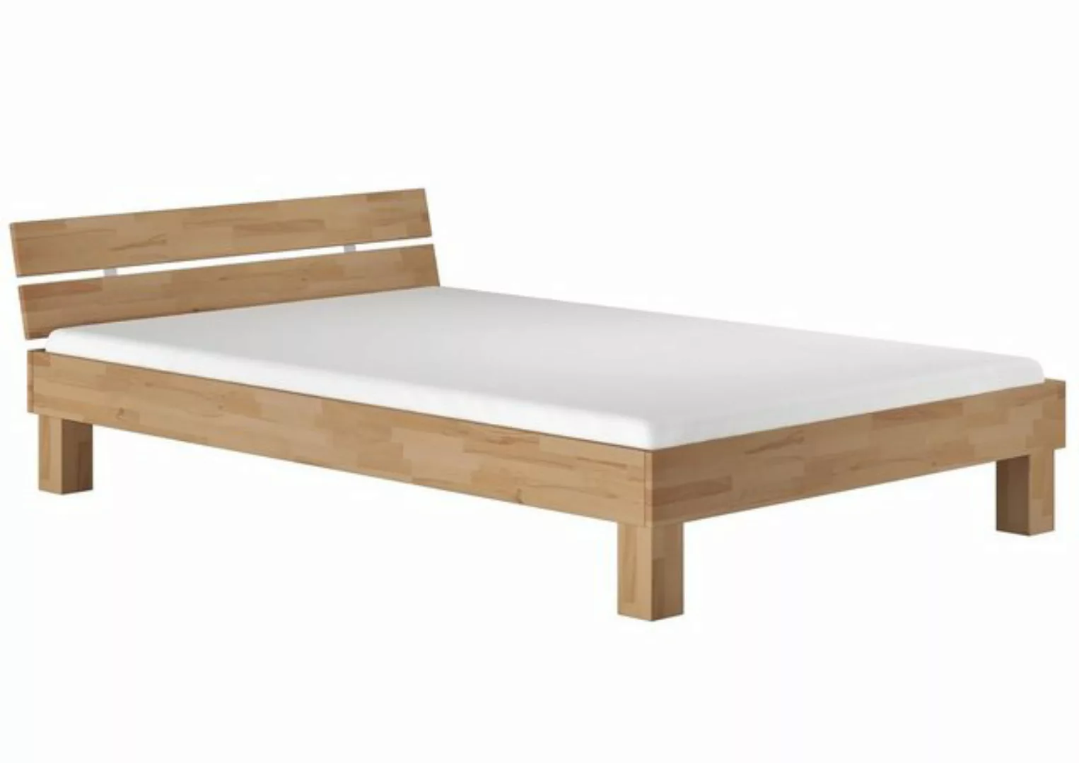 ERST-HOLZ Bett Futonbett Doppelbett Ehebett Buche massiv natur 160x200 Kopf günstig online kaufen