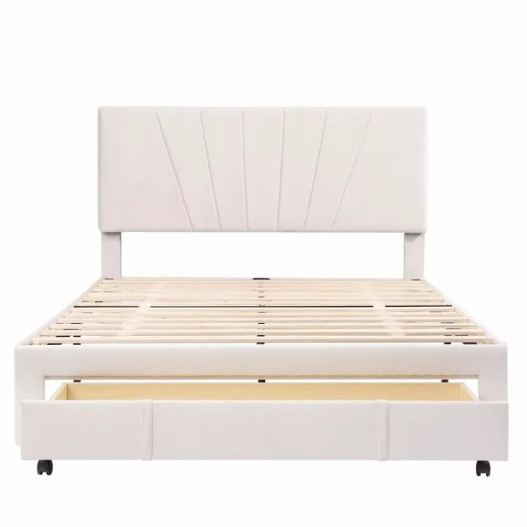 Fangqi Polsterbett 140x200cm gepolstertes Doppelbett mit großen Schubladen, günstig online kaufen