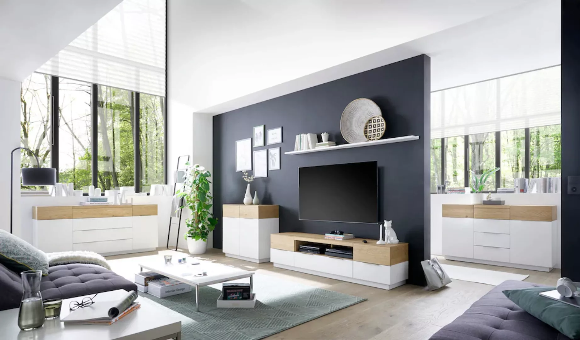 MCA furniture Lowboard "Dubai", für Tv bis 84 Zoll geeignet, weiß matt mit günstig online kaufen