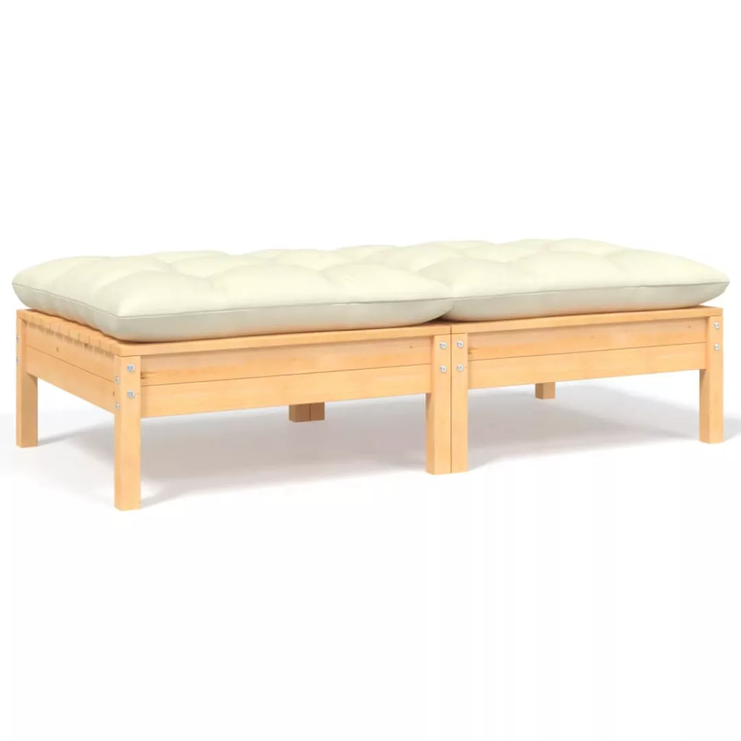 2-sitzer-gartensofa Mit Creme Kissen Massivholz Kiefer günstig online kaufen