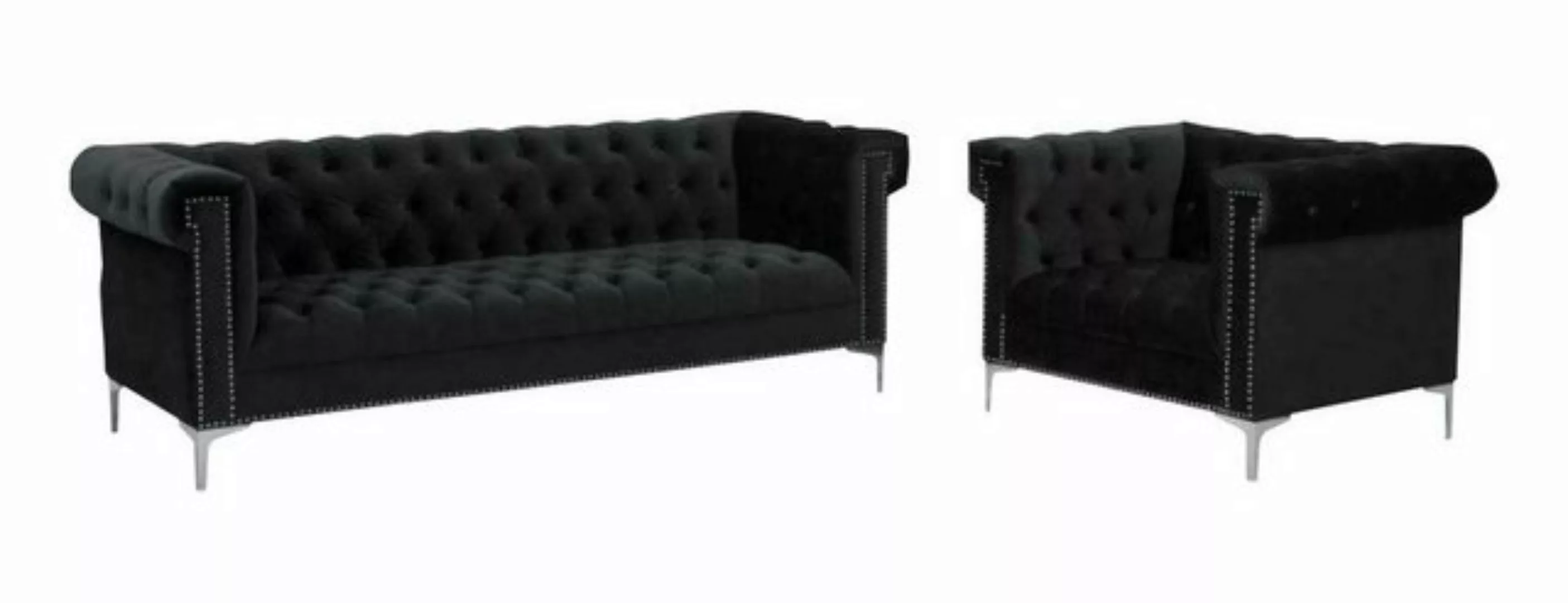 Xlmoebel Sofa Edel Blaue Chesterfield Sofaset 3+1 Sitzer Exklusive Couch 2t günstig online kaufen