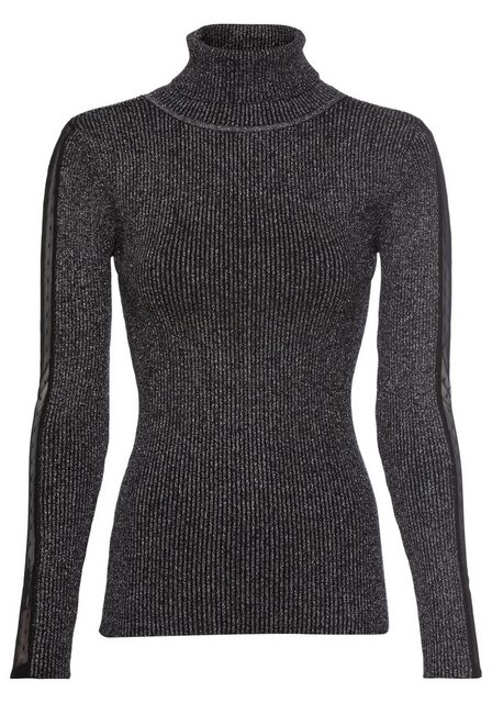 Laura Scott Rollkragenpullover mit Mesheinsatz am Ärmel, NEUE KOLLEKTION günstig online kaufen