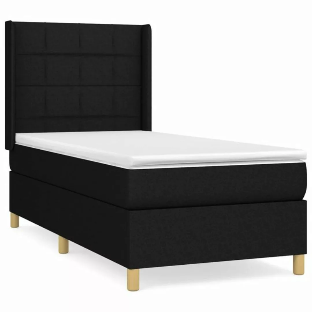 vidaXL Bettgestell Boxspringbett mit Matratze Schwarz 90x200 cm Stoff Bett günstig online kaufen