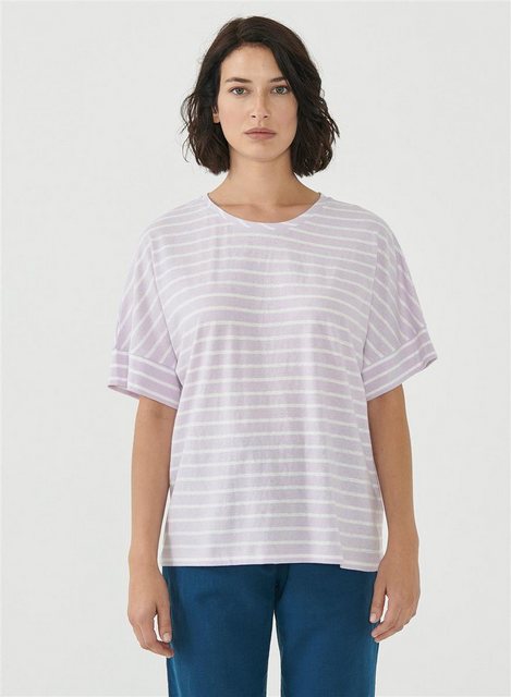 ORGANICATION T-Shirt Women's Striped T-Shirt in Lavender Fog/Off White günstig online kaufen