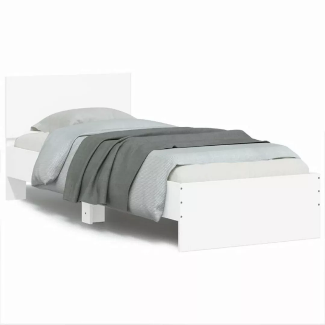 vidaXL Bettgestell Bettgestell mit Kopfteil Weiß 90x190 cm Spanplatte Bett günstig online kaufen