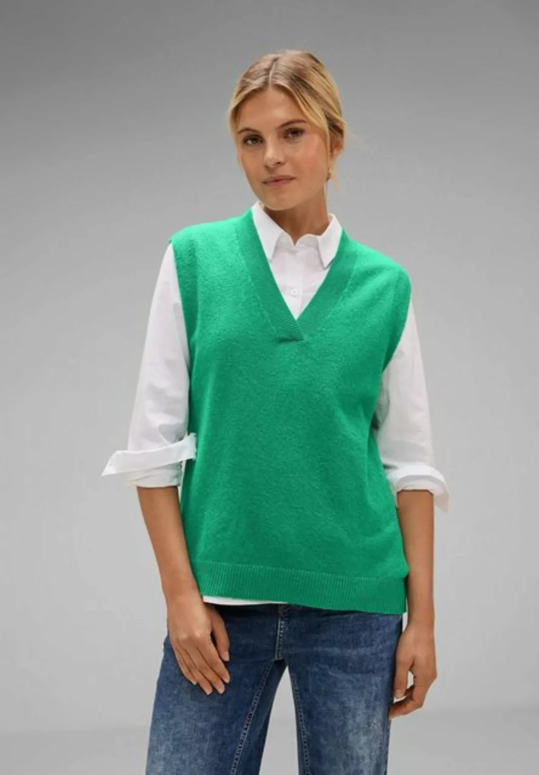 STREET ONE V-Ausschnitt-Pullover in Unifarbe günstig online kaufen