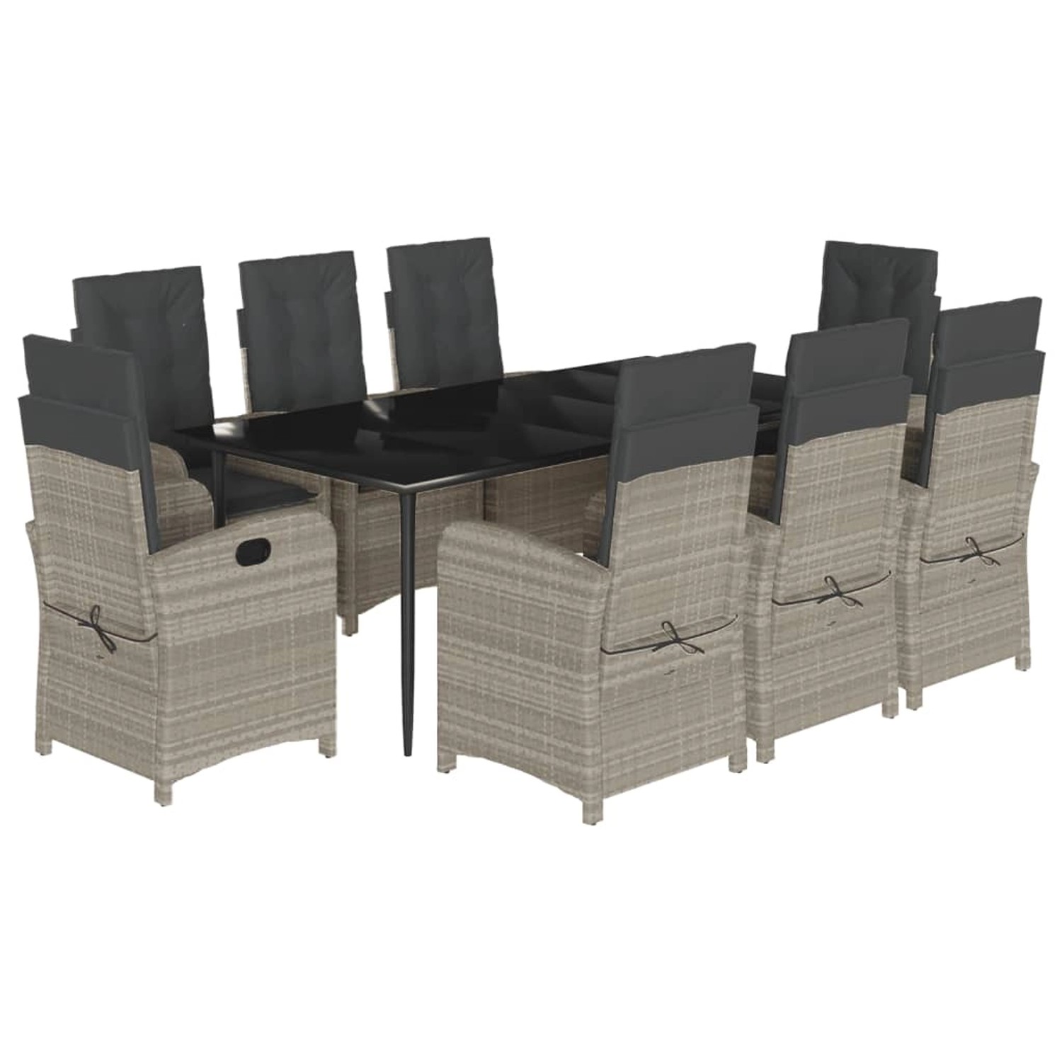 vidaXL 9-Tlg Garten-Essgruppe mit Kissen Hellgrau Poly Rattan 3212419 günstig online kaufen