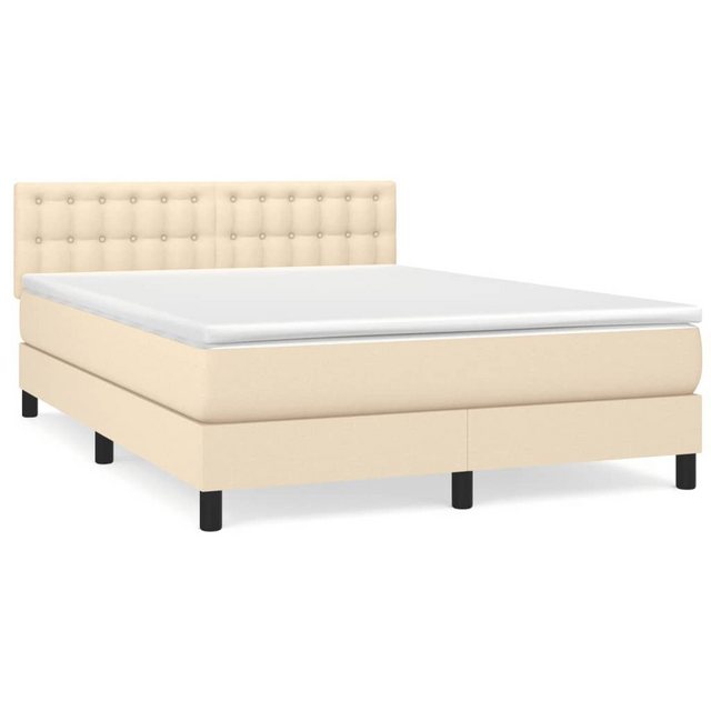 vidaXL Bettgestell Boxspringbett mit Matratze Creme 140x200 cm Stoff Bett B günstig online kaufen