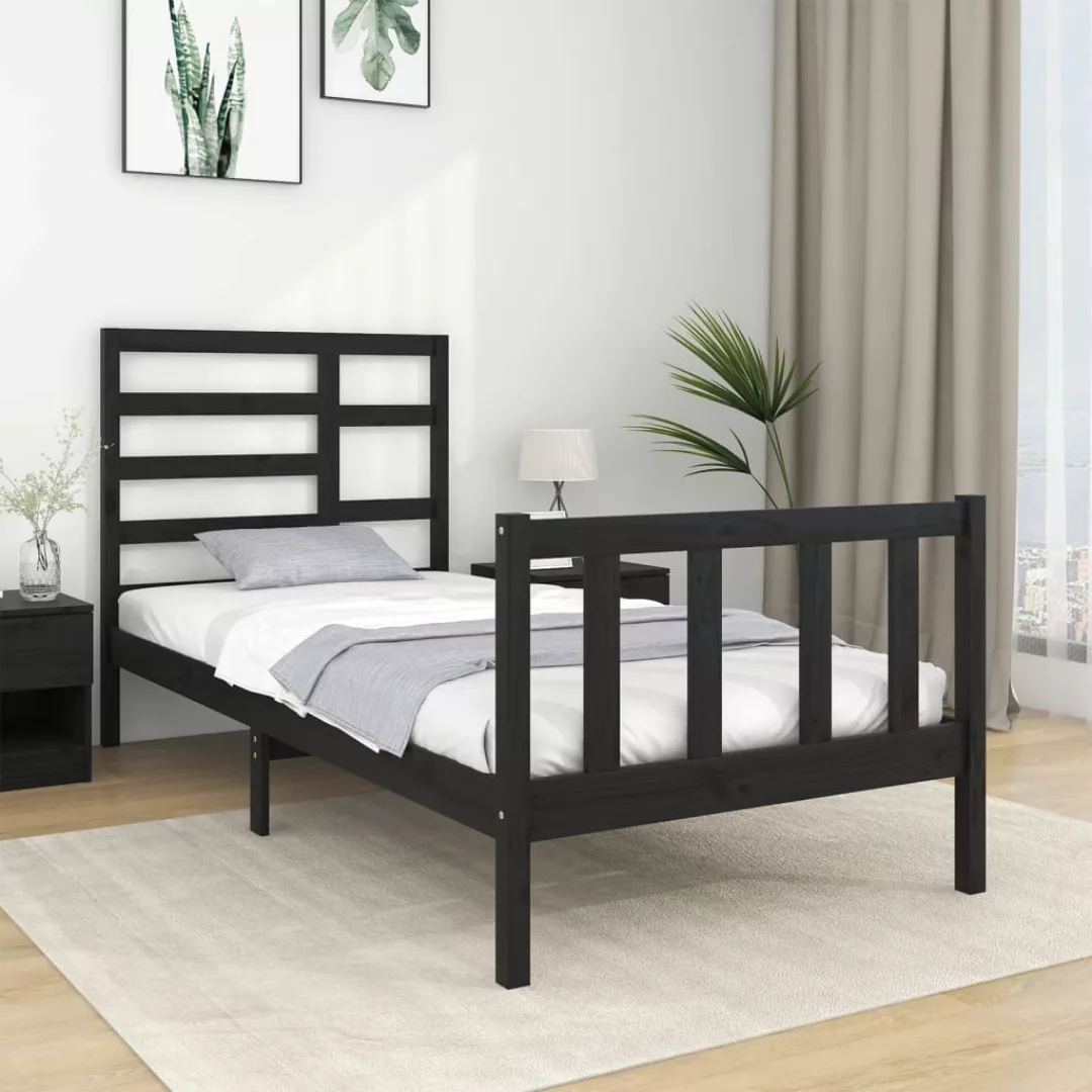 Vidaxl Massivholzbett Schwarz 90x190 Cm 3ft Single günstig online kaufen