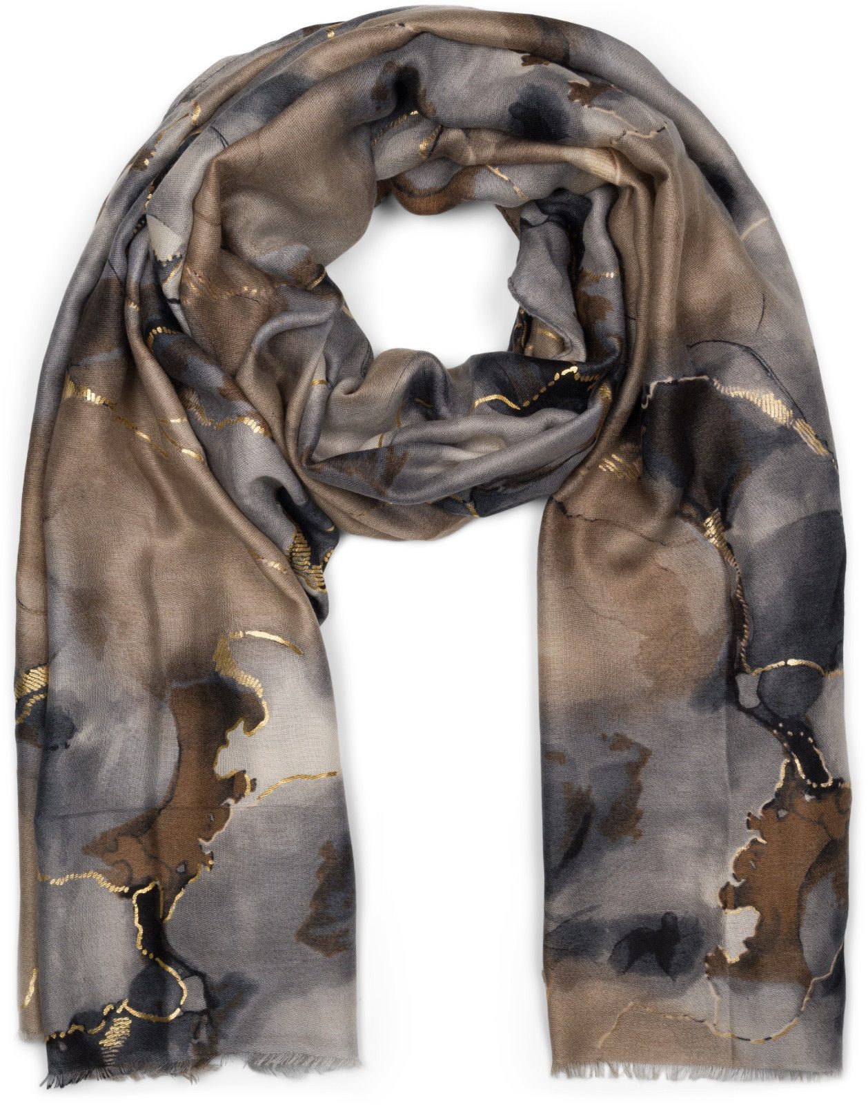 styleBREAKER Modeschal Schal Marmor Muster Metallic günstig online kaufen