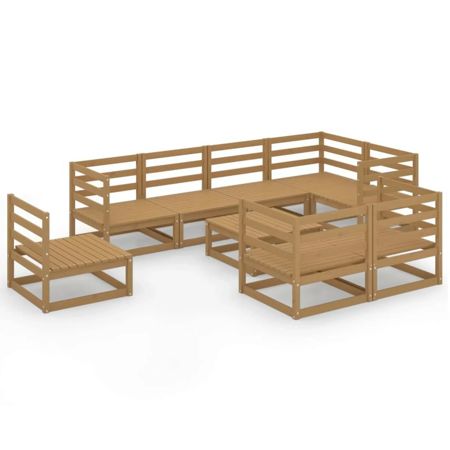 vidaXL 9-tlg Garten-Lounge-Set Honigbraun Massivholz Kiefer Modell 10 günstig online kaufen