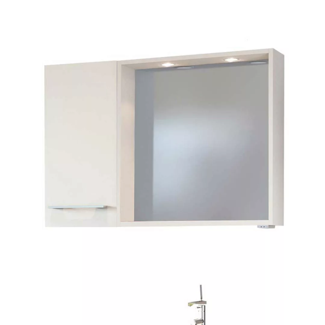 LED Badspiegel mit Waschtisch und Hängeschrank Weiß und Wildeiche Dekor (dr günstig online kaufen