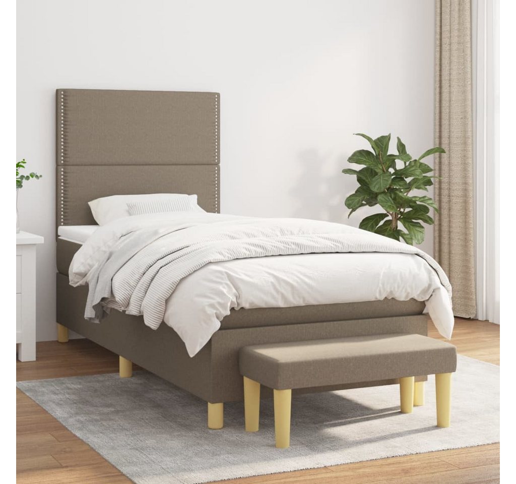 vidaXL Boxspringbett Boxspringbett mit Matratze Taupe 90x200 cm Stoff Bett günstig online kaufen