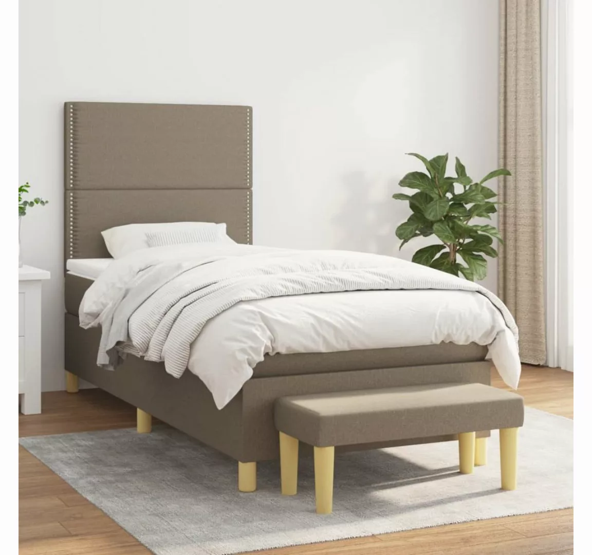 vidaXL Boxspringbett, Boxspringbett mit Matratze Taupe 90x190 cm Stoff günstig online kaufen