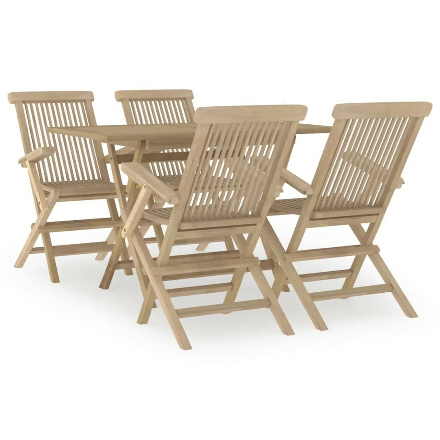 Vidaxl 5-tlg. Garten-essgruppe Grau Massivholz Teak günstig online kaufen