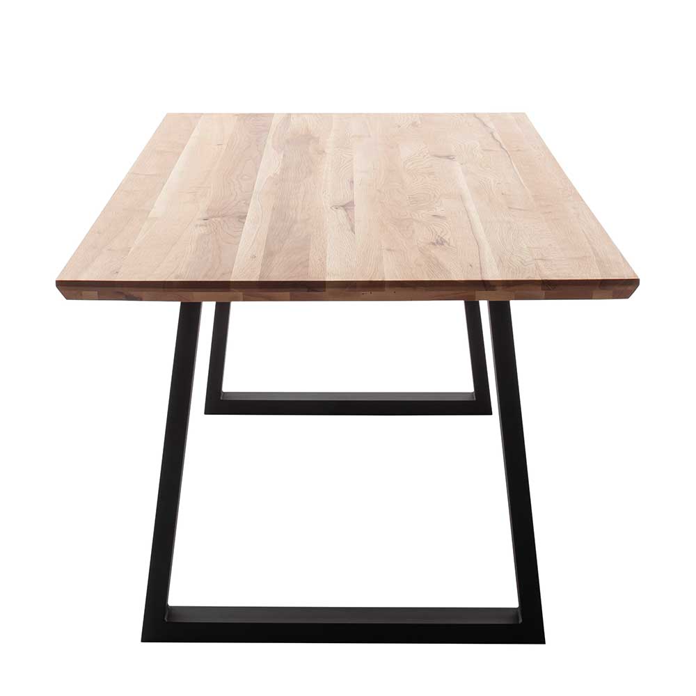 Esstisch Holztisch aus Metall und Zerreiche Massivholz günstig online kaufen