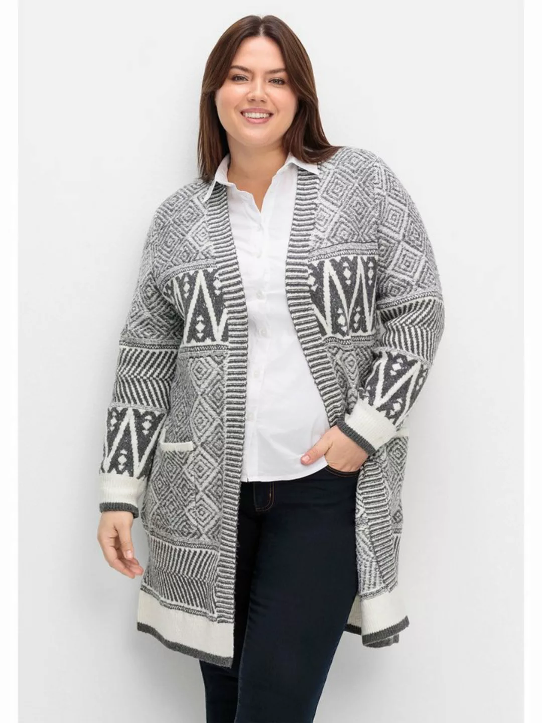 sheego by Joe Browns Longstrickjacke "Große Größen", im Jacquard-Mustermix günstig online kaufen