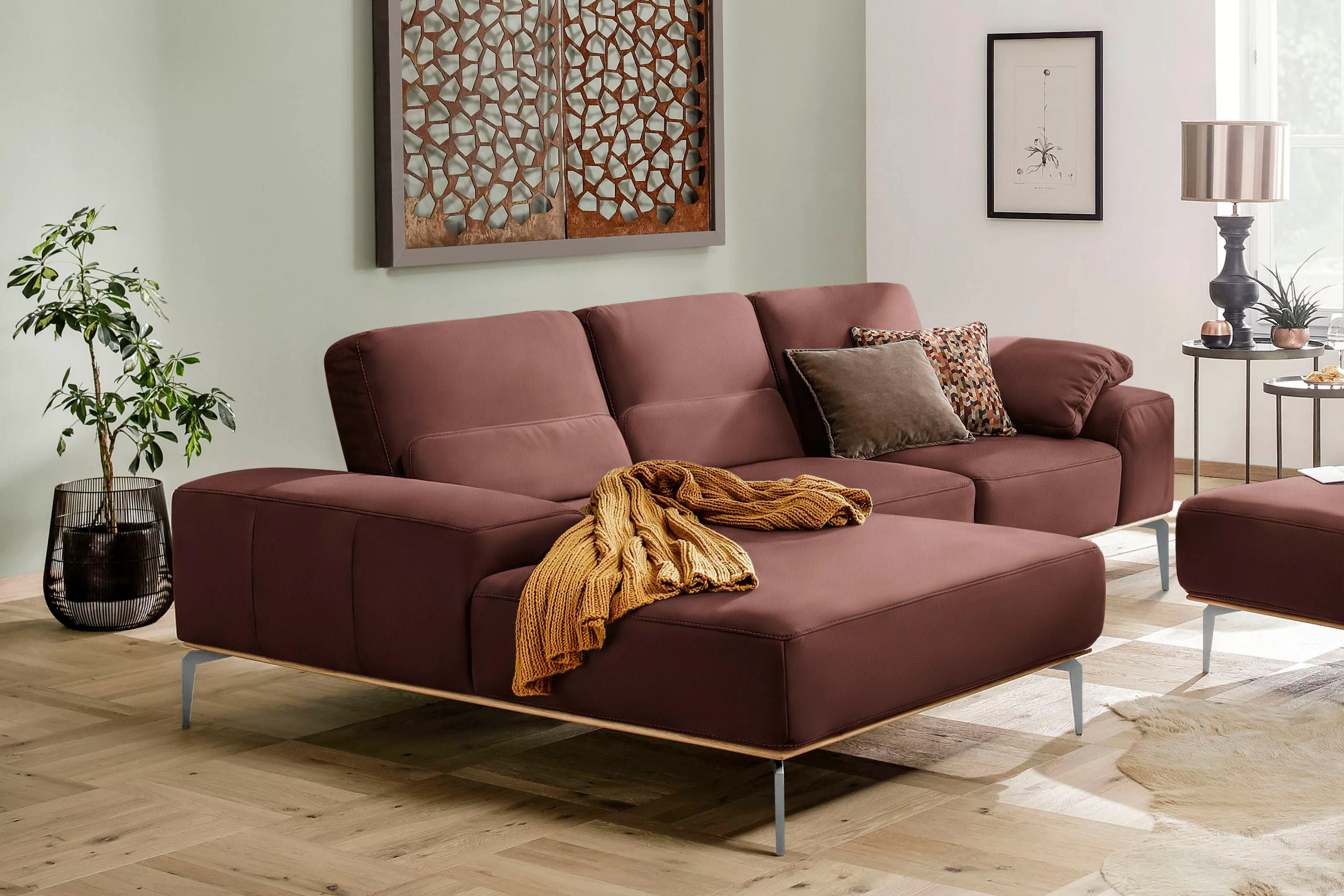 W.SCHILLIG Ecksofa run, mit elegantem Holzsockel, Füße in Chrom glänzend, B günstig online kaufen