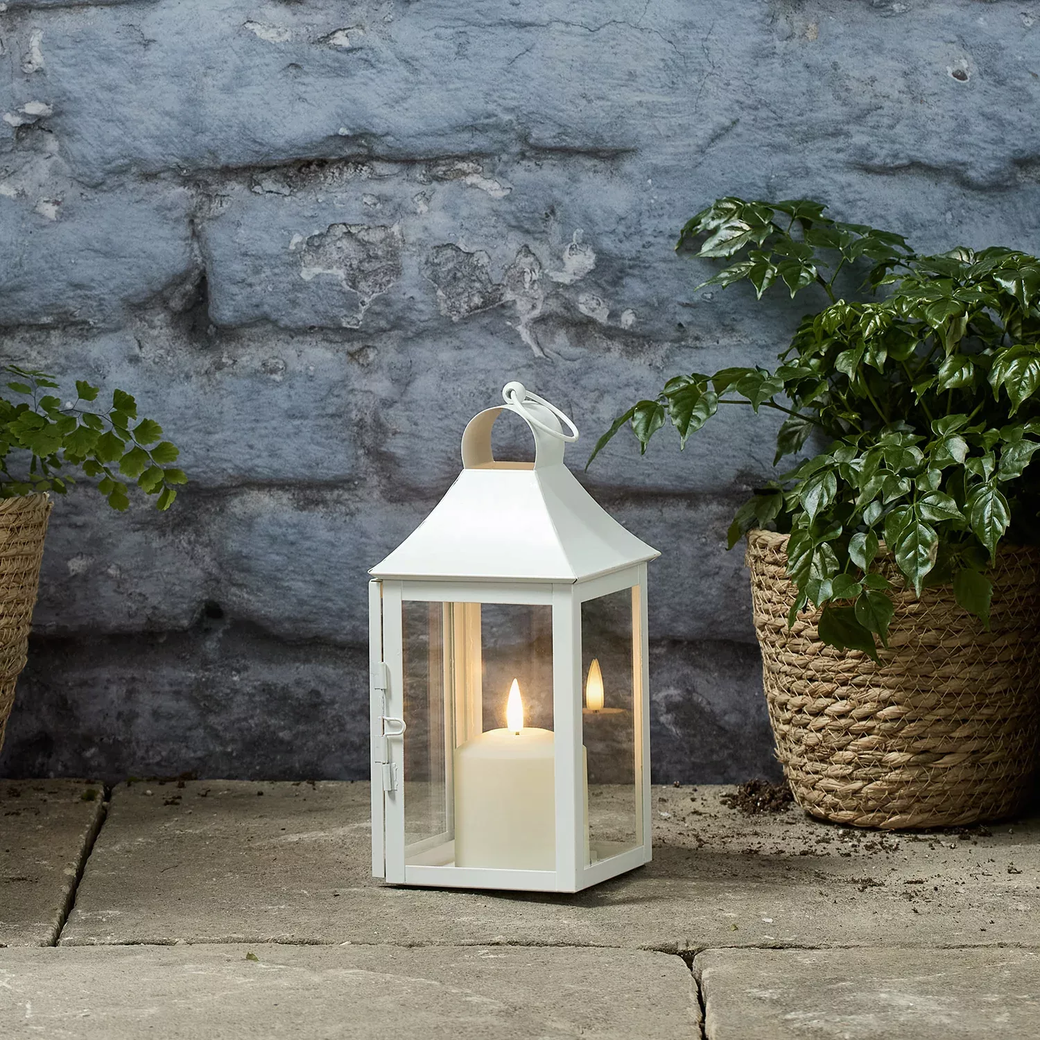 25cm Albury Gartenlaterne weiß mit TruGlow® Outdoor Kerze günstig online kaufen