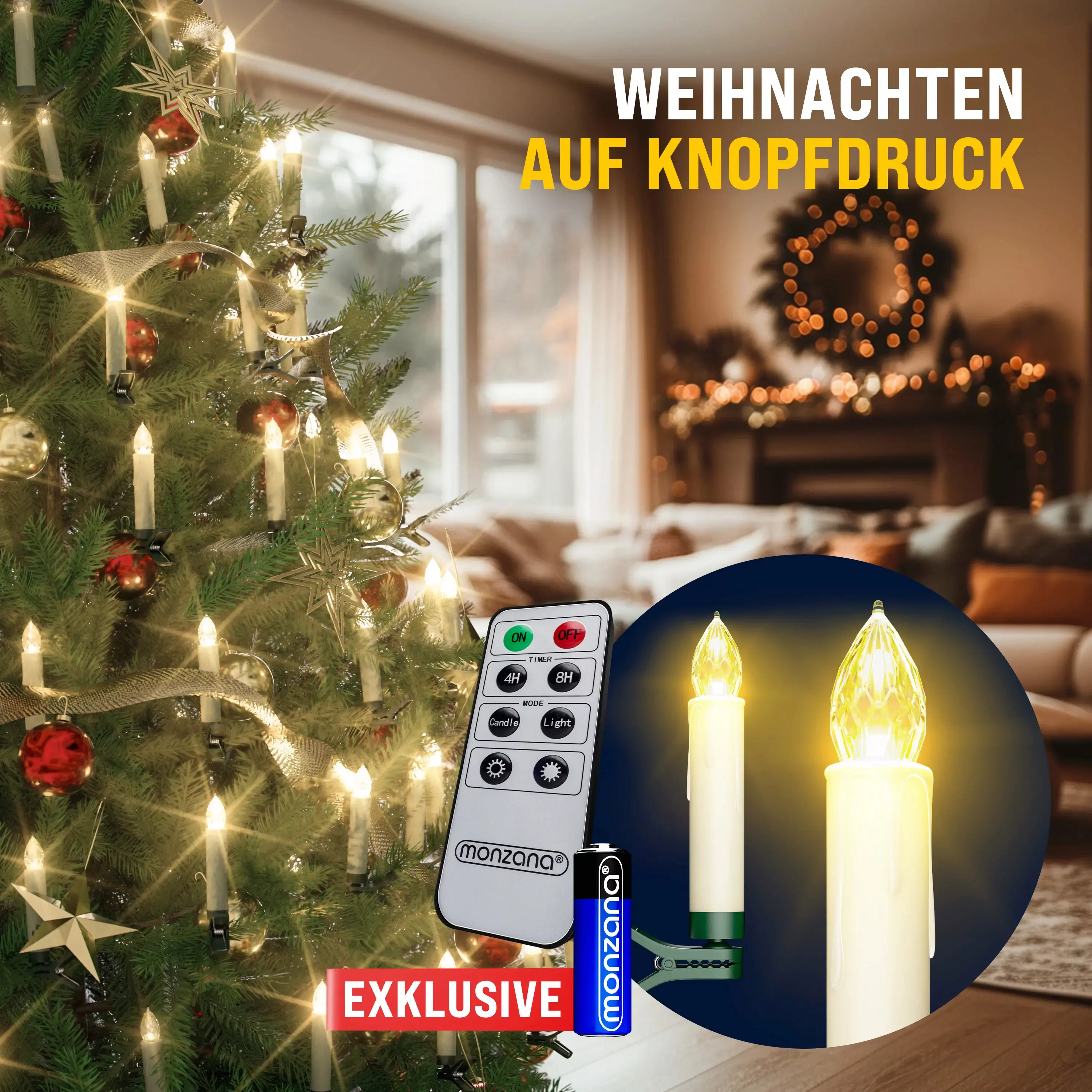 LED Weihnachtsbaumkerzen 20er-Set Warmweiß mit Fernbedienung günstig online kaufen