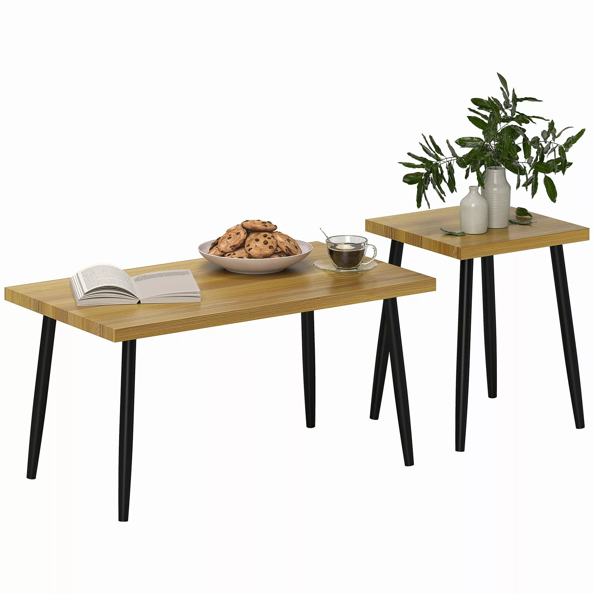 HOMCOM Couchtisch 2er Set Kaffeetisch mit günstig online kaufen