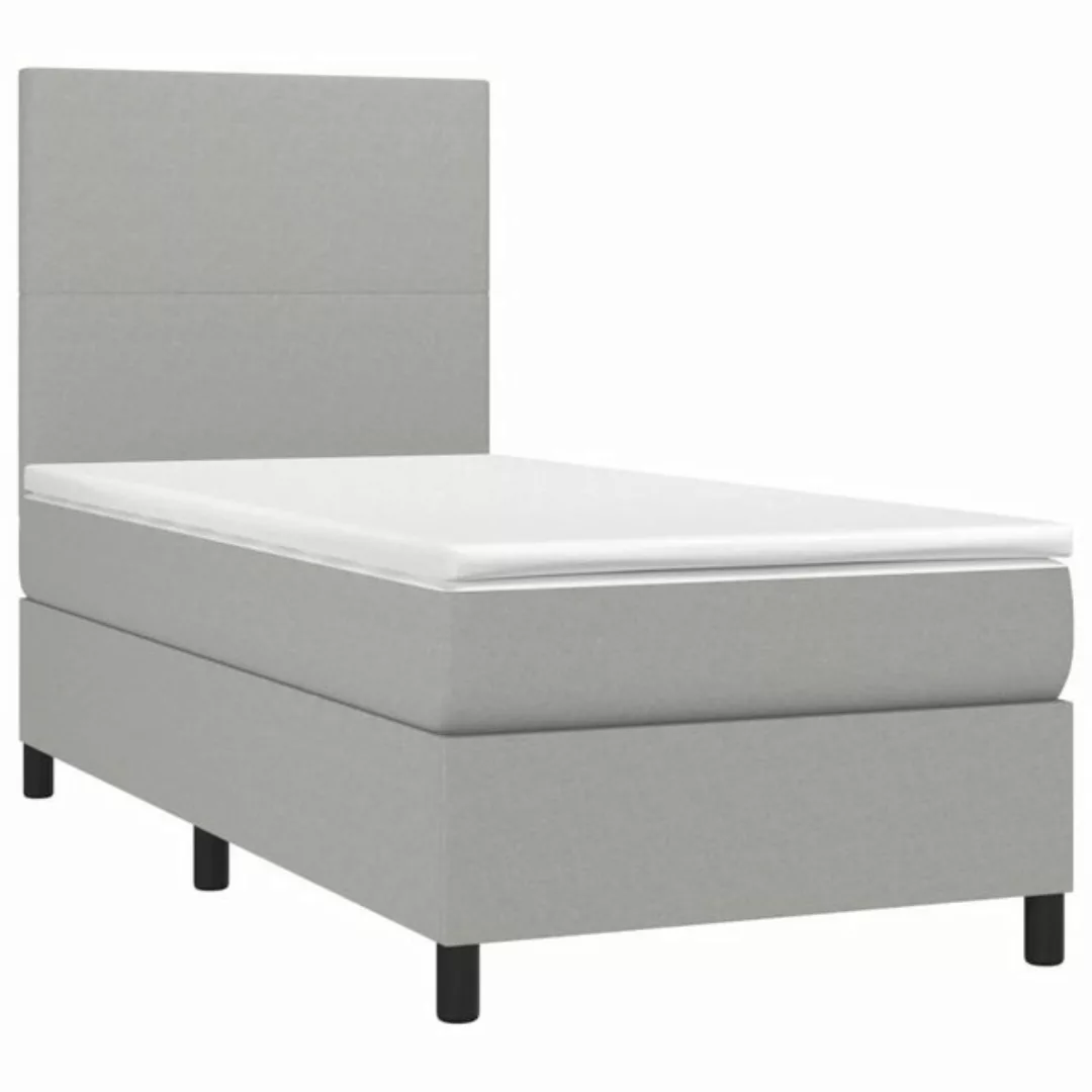 vidaXL Boxspringbett Boxspringbett mit Matratze Hellgrau 100x200 cm Stoff B günstig online kaufen