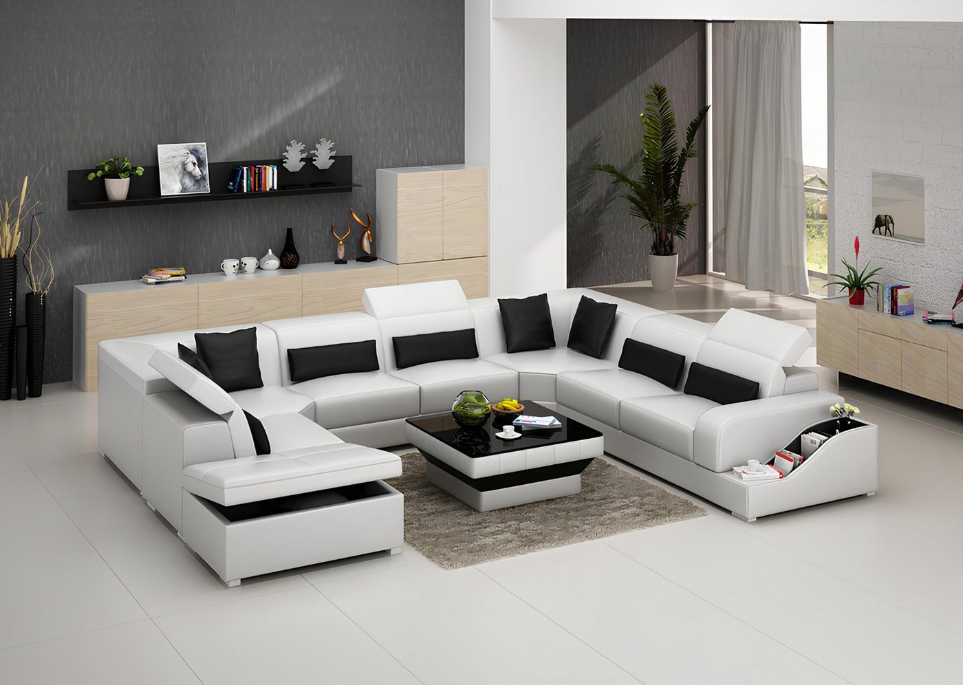 Xlmoebel Sofa Ledersofa mit modernem Design und Eckbereich Wohnlandschaft G günstig online kaufen