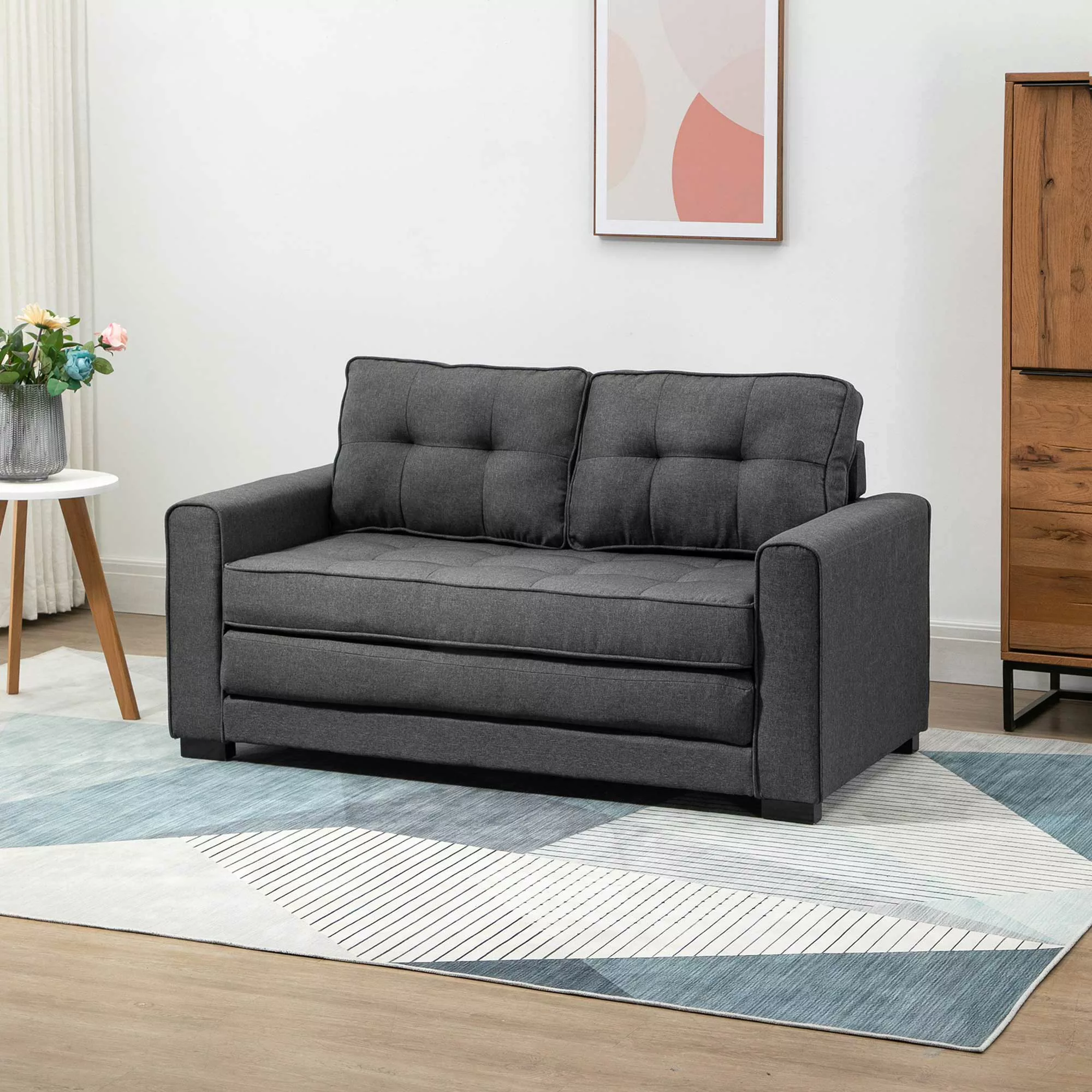 HOMCOM Schlafsofa  Klappsofa 2-Sitzer, Bettsofa mit Schlaffunktion, Leinen- günstig online kaufen